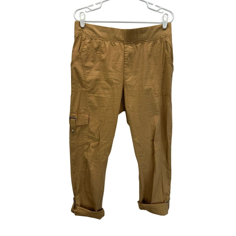 XCVI Wearables Tan Cargo Pants Roll Tab Convertible Pull on Large Utility